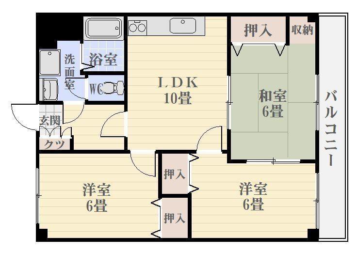 グレードハイム田上(3LDK/4階)の間取り写真