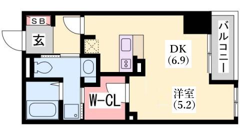 オーキッドレジデンス神戸三宮(1DK/3階)の間取り写真