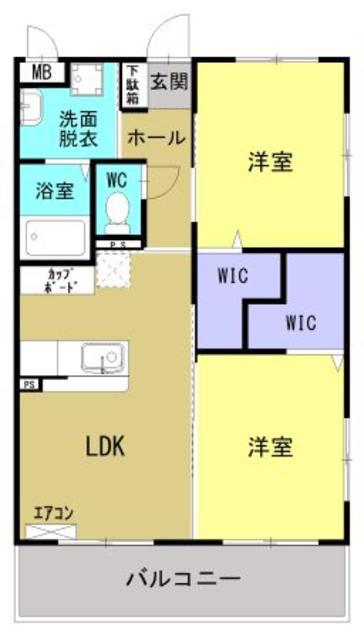 エリゼ南泉田(2LDK/1階)の間取り写真