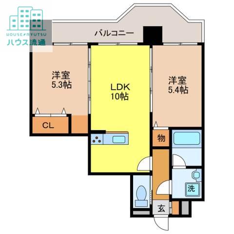 エススリーでじま(2LDK/7階)の間取り写真