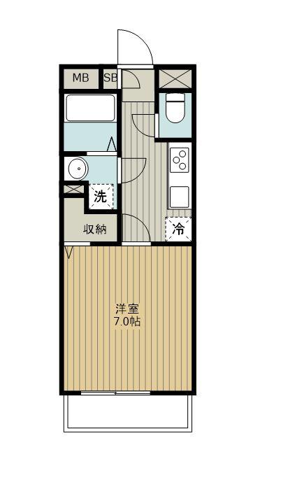BONHEUR(1K/1階)の間取り写真