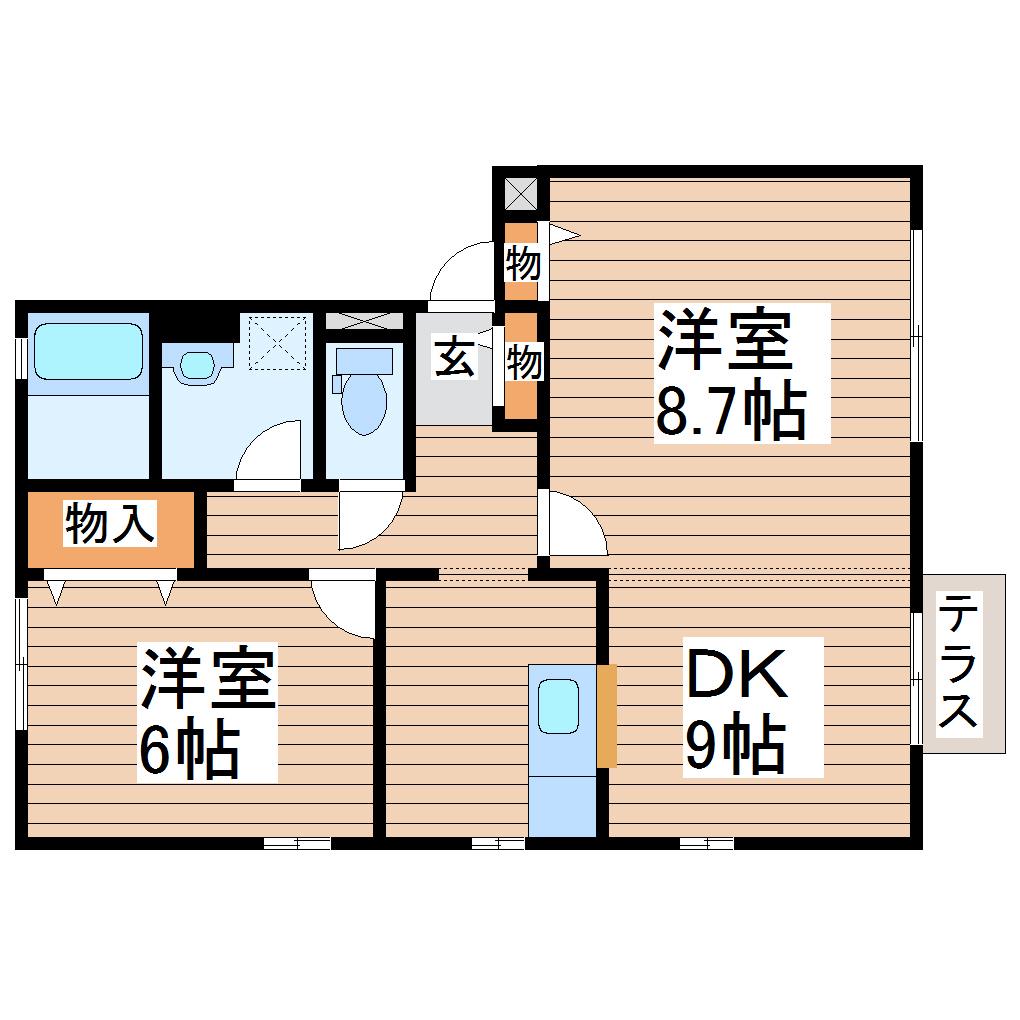 パークアベニューII番館(2DK/1階)の間取り写真