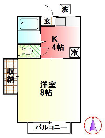 コーポあかつき(1K/1階)の間取り写真