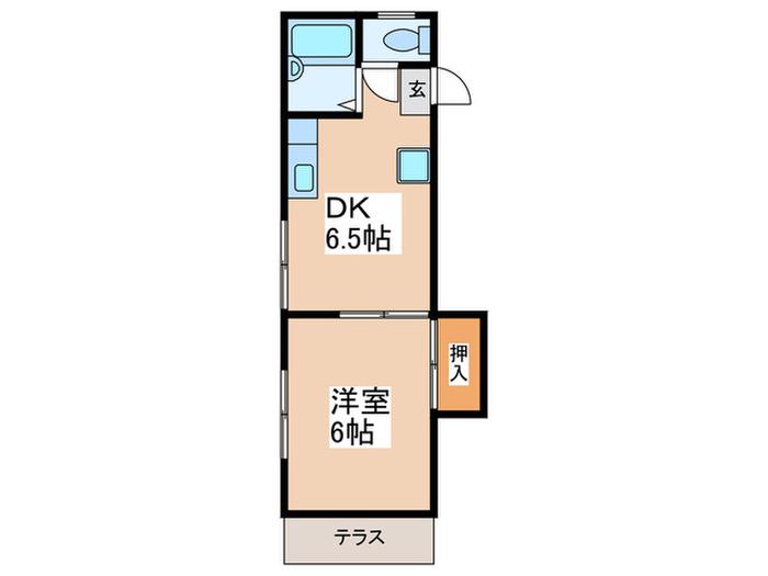 クレセントハイツ(1DK/1階)の間取り写真