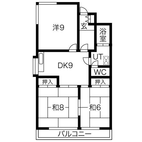ロイヤルマンション丁田(3DK/1階)の間取り写真
