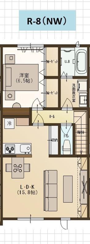 ユーソニアン・前川東C(1LDK/1階)の間取り写真