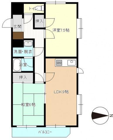 ハイコンスI(2LDK/2階)の間取り写真