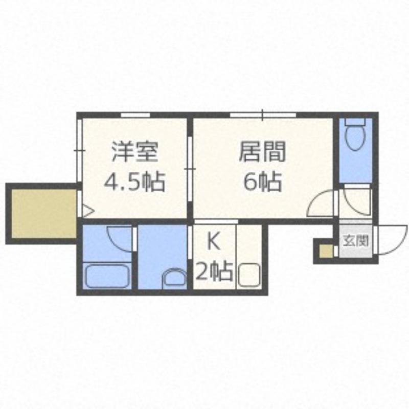 エリート(1LDK/2階)の間取り写真