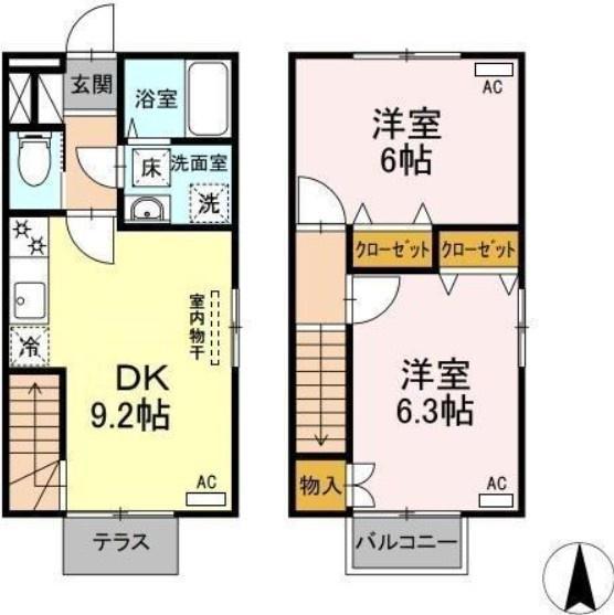 エルヴァージュ3(2DK/1階)の間取り写真