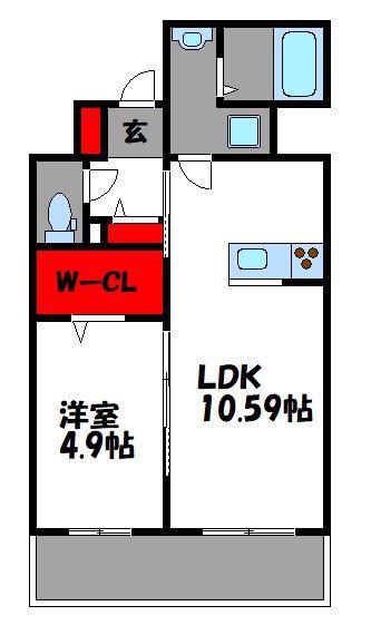 レブリアント福岡東(1LDK/2階)の間取り写真