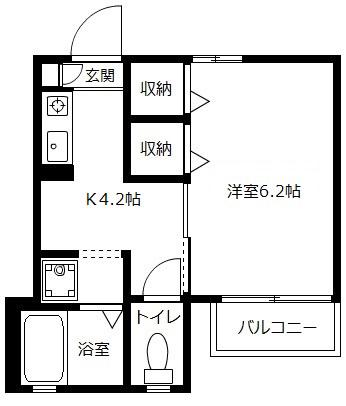 イル・クオーレ森(1K/2階)の間取り写真