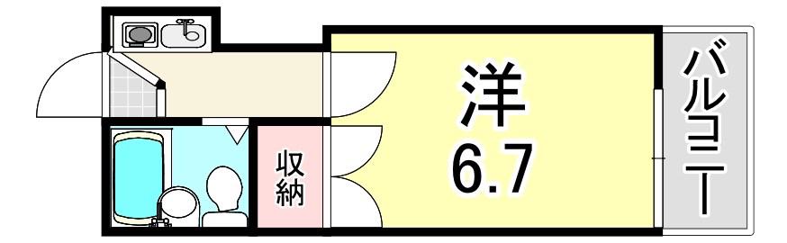 リビエラ武庫川(1K/2階)の間取り写真