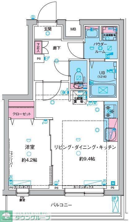 GENOVIA妙典(1DK/4階)の間取り写真