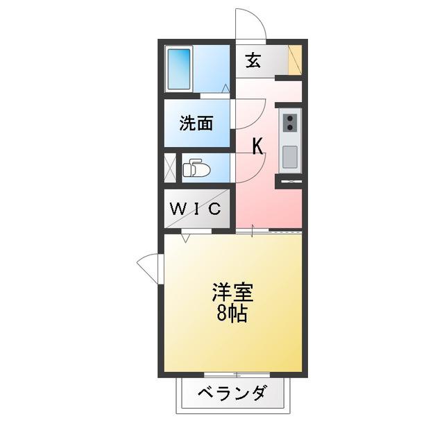ポータリィ三ツ谷II(1K/1階)の間取り写真