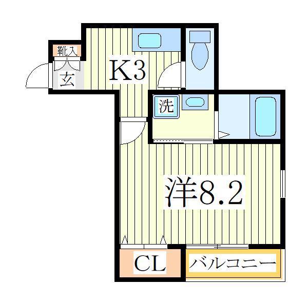 クレフラスト豊四季(1K/1階)の間取り写真