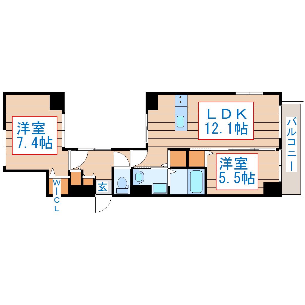 ARKAS良覚院(2LDK/7階)の間取り写真