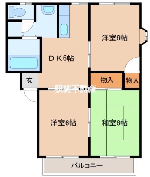 アルカディア松尾B棟(3DK/2階)の間取り写真