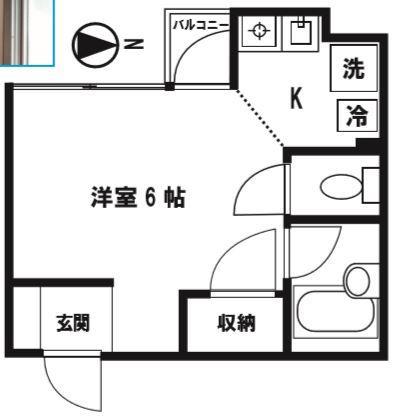 アクアデビラ(ワンルーム/3階)の間取り写真