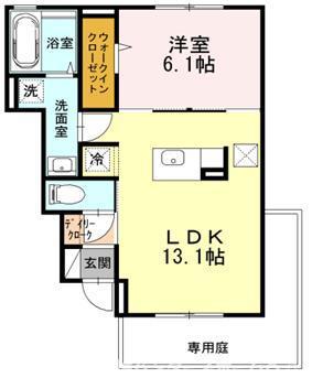 モデラート(1LDK/1階)の間取り写真