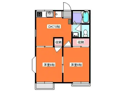 ティファームコートA(2DK/1階)の間取り写真