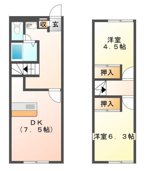 M・ONE(2DK/1階)の間取り写真