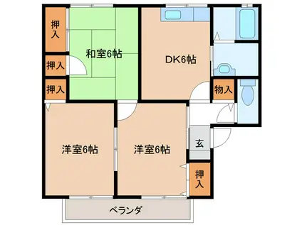 セジュールKD(3DK/2階)の間取り写真