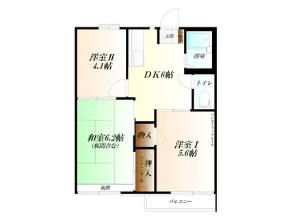 ホワイトアベニュー 都市ガス(3DK/2階)の間取り写真