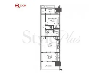 プレサンスジェネ新栄町駅前 葵(1SLDK/10階)の間取り写真