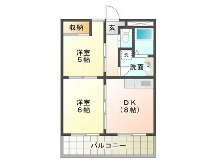 ピュアセゾン(2DK/2階)の間取り写真