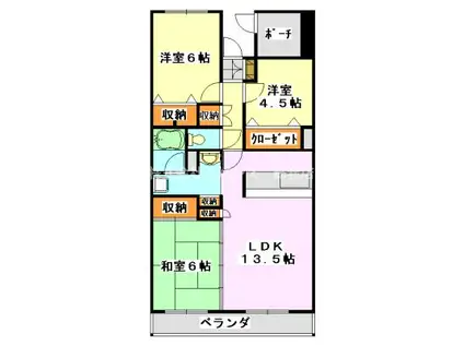 ユーフォニー市原(3LDK/5階)の間取り写真