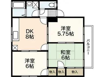 セジュール加美C(3DK/2階)の間取り写真