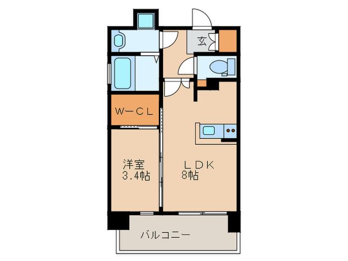 ネストピア大濠公園駅前II(1LDK/7階)の間取り写真