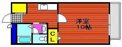 フラッツァ水江C棟(1K/2階)の間取り写真
