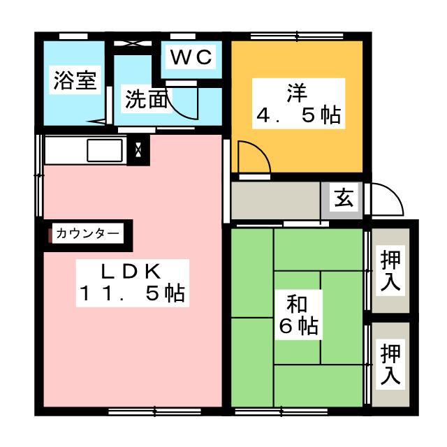 ソファレ土屋A(2LDK/1階)の間取り写真