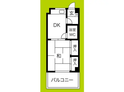 橋本第二綜合ビル(1DK/4階)の間取り写真