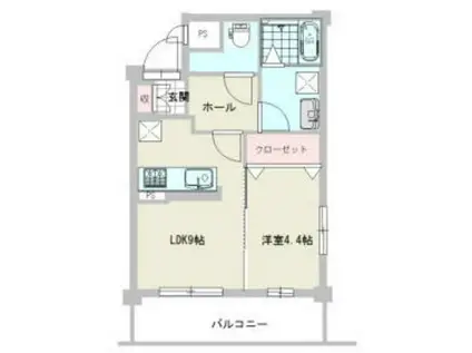 フォレストサイドアガタ(1LDK/3階)の間取り写真