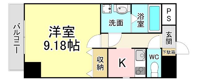 ベルガモット(1K/7階)の間取り写真