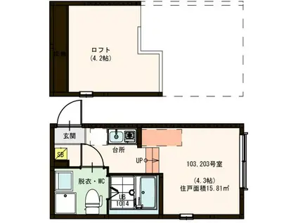 SKY LAND III(ワンルーム/2階)の間取り写真