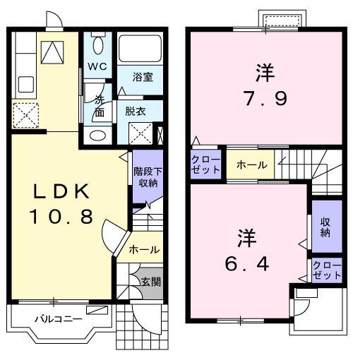 ソレイユ堀溝(2LDK/1階)の間取り写真