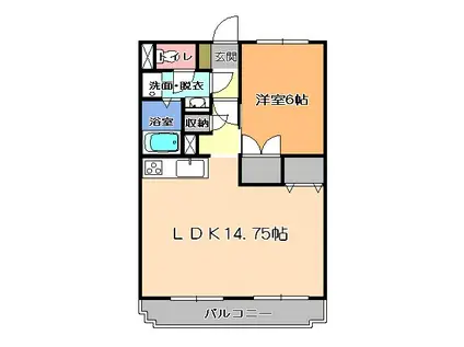 レジデンス三和(1LDK/3階)の間取り写真
