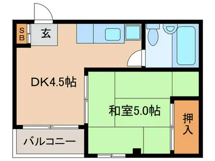 シャトー第一(1DK/4階)の間取り写真