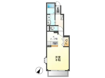 マ-ヴェラスB(1K/1階)の間取り写真