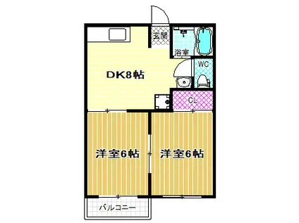メゾン桜ヶ丘(2DK/2階)の間取り写真