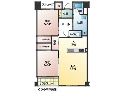 鳥生レジデンスI(2LDK/5階)の間取り写真