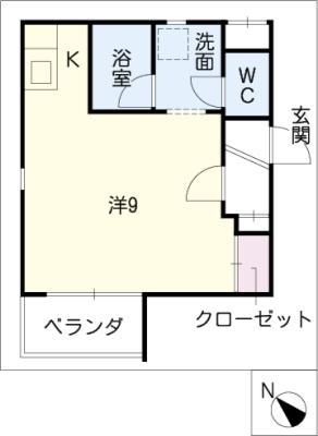 レジデンスカサブランカ(ワンルーム/1階)の間取り写真