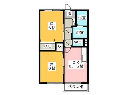 サンハイム政所(2DK/2階)の間取り写真