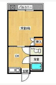 ハイツ矢賀新町II(1K/3階)の間取り写真