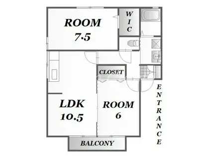 ポルトベール A棟(2LDK/2階)の間取り写真