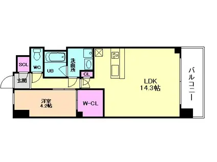 スプランディッド梅田グランノース(1LDK/10階)の間取り写真