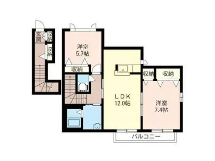 カーサ・ソレアード(2LDK/2階)の間取り写真